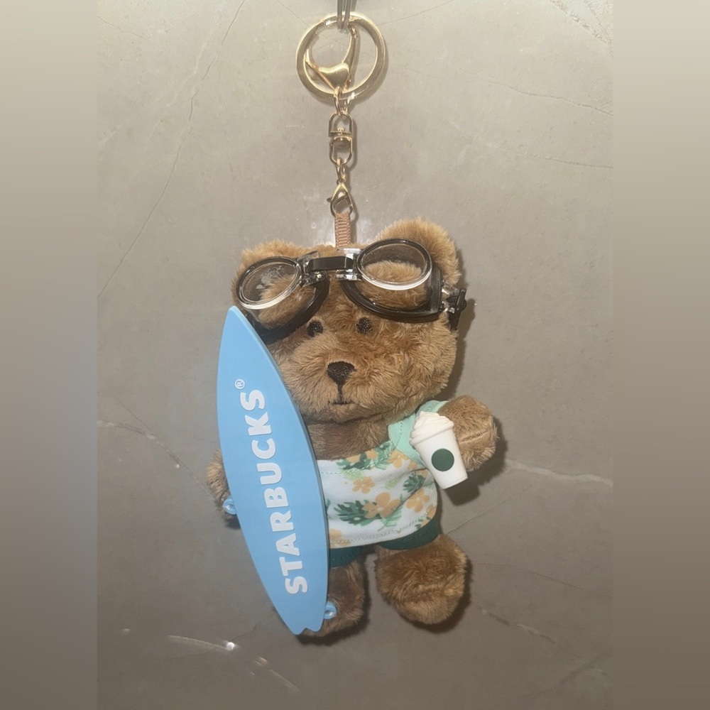 Starbucks China Exclusive Surfer Bearista Keychain - Summer Outing Series - Picture 1 of 2
